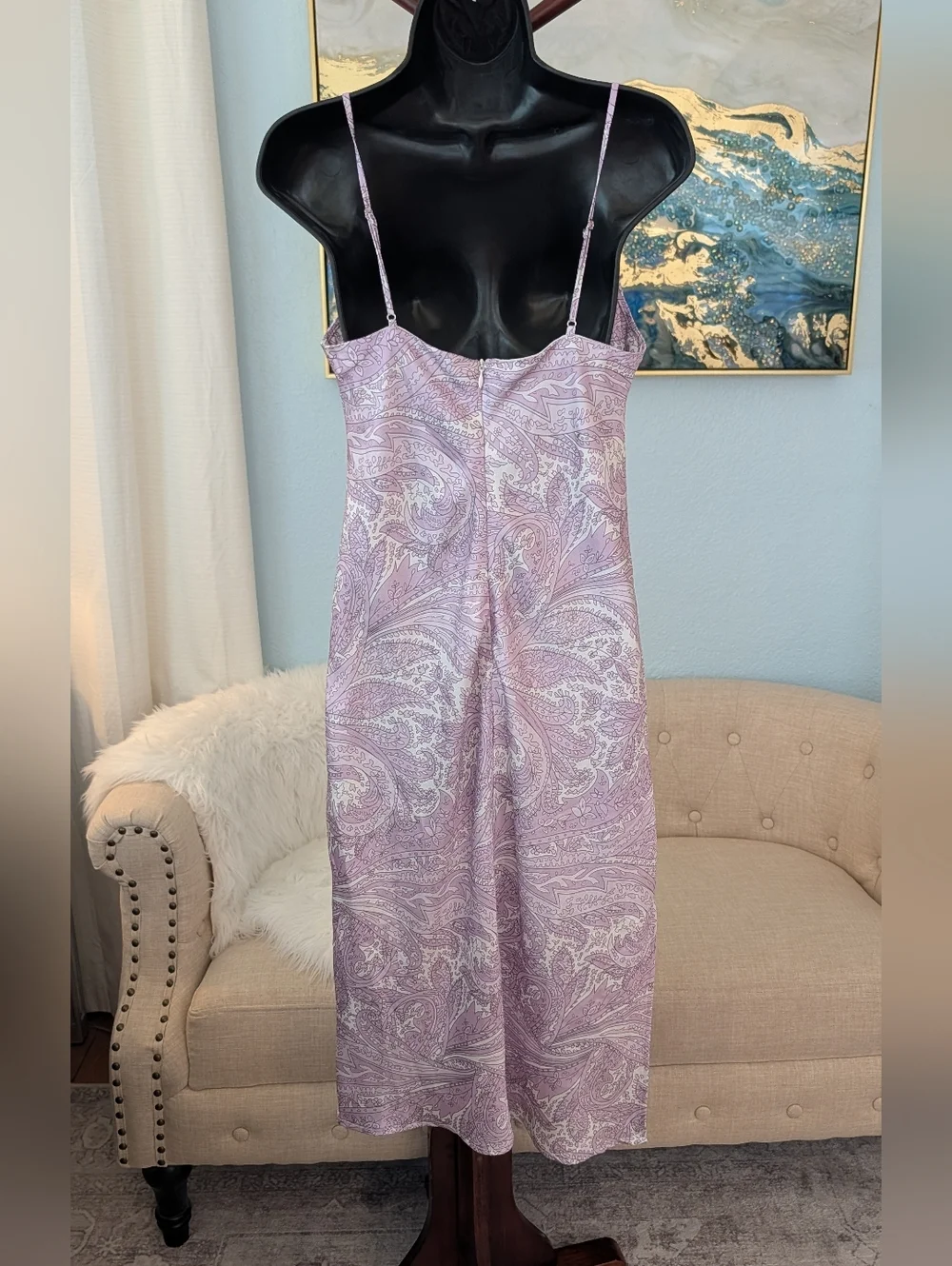 MOTF Satin Paisley Print Midi Dress Woman's M - Picture 7 of 13